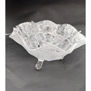 Vintage crimped ruffle bowl clear frosted elegant glass 9: